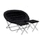 Flash Furniture Eleanor 56-in Folding Double Saucer Chair w/2 Folding Ottomans Black Faux Fur w/a Black Steel Frame FV-FDS-001-2FR-BK-BK-GG - alternate 1